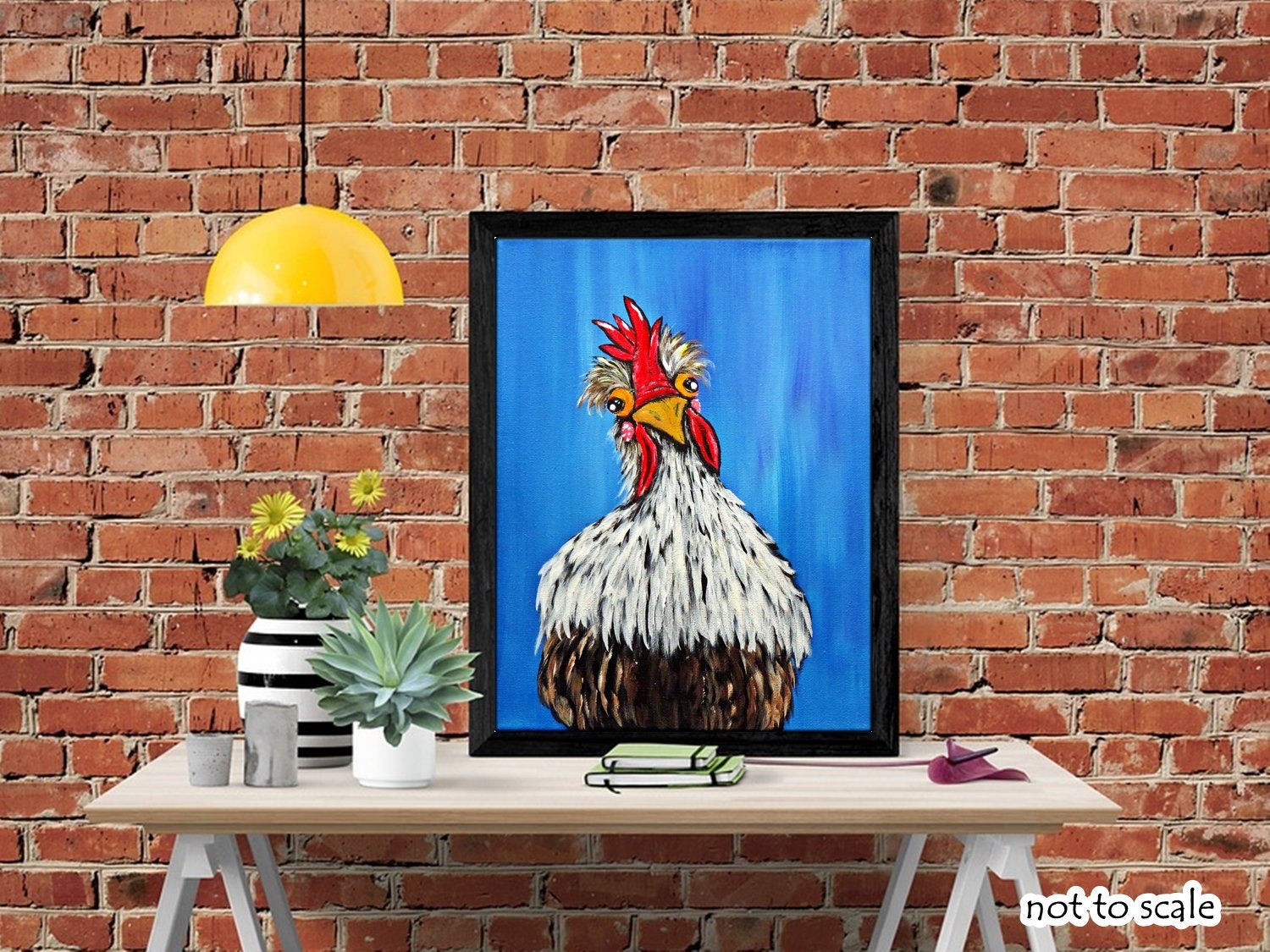 Handpainted Chicken Art, Original Acrylic Painting on Canvas, Whimsical