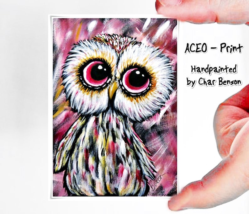Owl ACEO Prints Miniature Owl Paintings Gift for Owl Lover Set of Three Artist Trading Cards Owl Fine Art Prints ACEO Collections