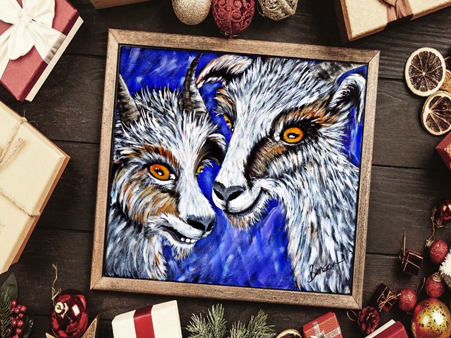 Farm Animal Wall Art, Original Acrylic Painting on Stretched Canvas