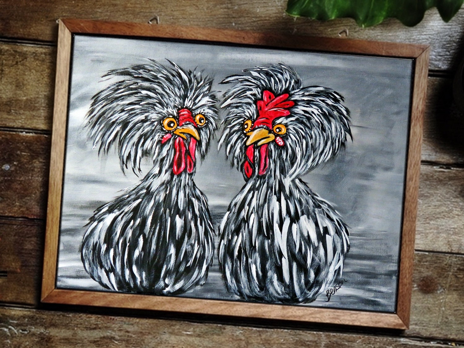 Original Acrylic Painting on Canvas / Chicken Art / Whimsical Kitchen