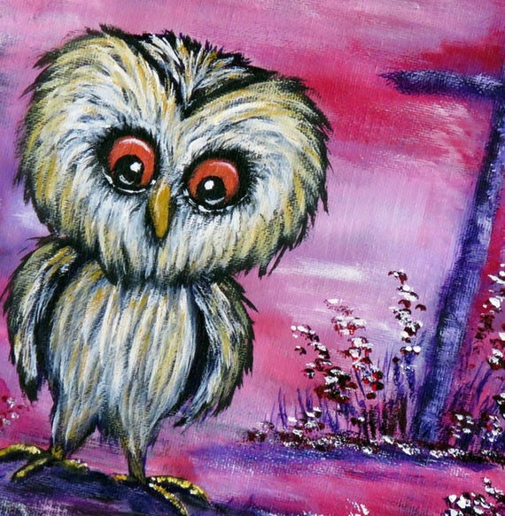 Hand Painted Oil Painting Animal Bird Bubbling Away with Stretched Frame 8x8inch