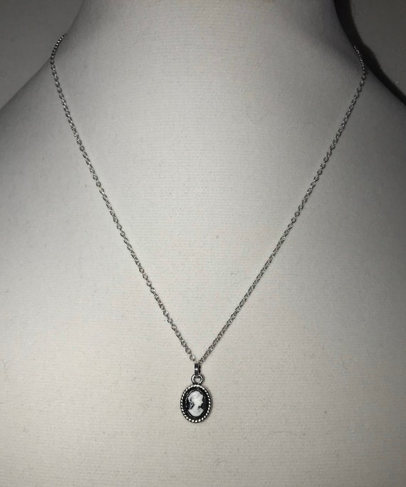Tiny Cameo Pendant Necklace, Simple Minimalist Cameo