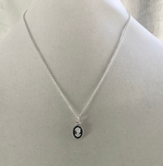 Tiny Cameo Pendant Necklace, Simple Minimalist Cameo