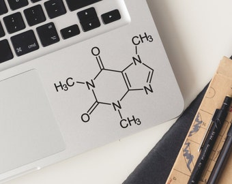 Caffeine Molecule Vinyl Decal Glitter and Foil Sticker for Apple Macbook iPad iPhone Car Truck Window Laptop