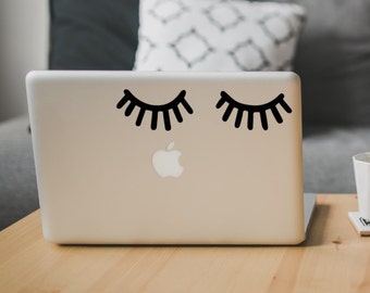 Sleepy Eyes Vinyl Decal Eyelashes Glitter Foil Sticker for Apple Macbook iPad iPhone Laptop Car Bumper Truck Window