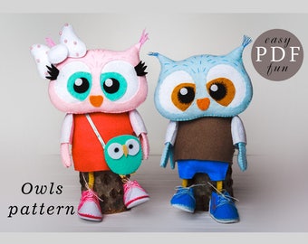 PDF felt owl pattern Stuffed animal Easy Sewing Nursery decor Woodland animals Baby Shower gift Owls toy Christmas ornament tutorial Pattern