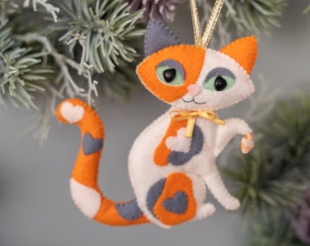 Cat ornament Custom cat ornament Calico cat Personalized Pet Ornaments Felt cat plush gift Pet from photo gift Christmas ornaments