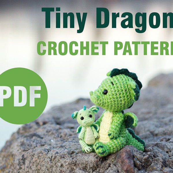 Mini Dragon Crochet Pattern PDF Miniature toy AMIGURUMI Digital tutorial (English Only) Ukrainian seller Tiny dragon  Instant Download DIY