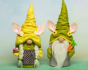 Spring gnomes Bunny gnome Couple gnomes decor Female gnome Easter gnome Green Yellow Personalized gnomes Gift for Couple Ukraine sellers