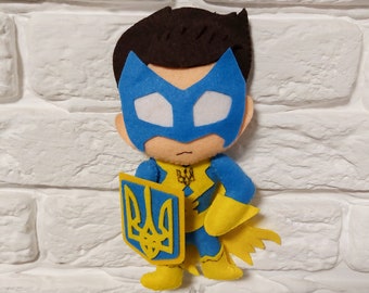 Captain Ukraine Azovstal Felt ornament Ukraine hero toy President Zelensky gift Christmas ornament Felt magnet with Ukrainian flag