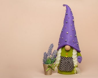 Lavender gnome Spring gnomes decor Funny gardener girl gnome Easter gnome Personalized gnomes Gift for Couple Ukraine sellers