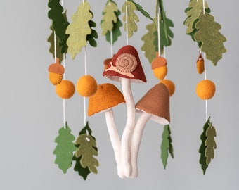 Mushroom mobile for nursery Woodland mobile Baby shower gifts Baby mobile neutral