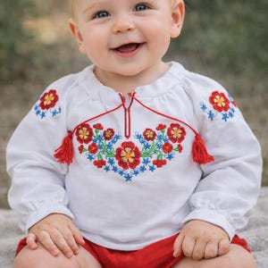 Embroidered Vyshuvanka Blouse: Stretchy Boho Top for Girls
