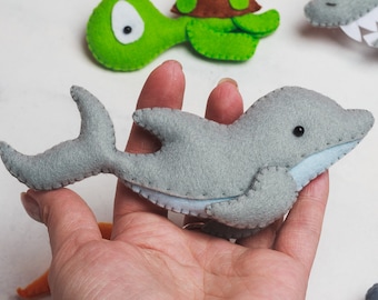 Christmas ornaments Learning toys Felt dolphin Fish magnets for toddlers Whale Ocean creatures stuffed animals Under the sea Nursery decor