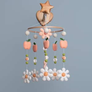Daisy garland Felt garland Daisy nursery Set of baby mobile and garland for crib Baby shower gift Hanging felt decor Apples fruit garland