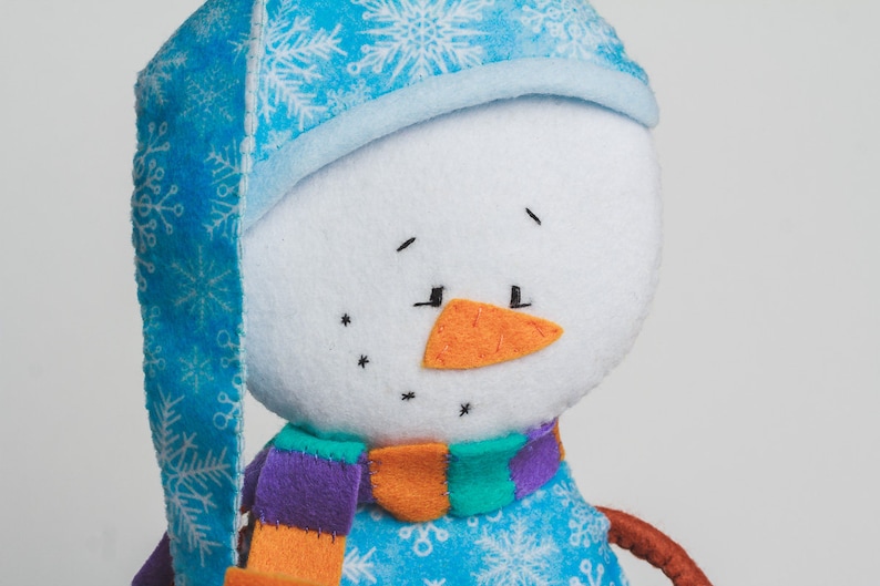Christmas ornaments PDF felt pattern Snowman Easy Sewing Nursery decor Party Pdf sewing patterns tutorial Baby christmas toy doll pattern