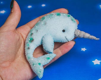 Felt Arctic animals Polar ocean narwhal Orca Beluga whale Walrus Seal Penguin Christmas ornaments gift for Baby Winter stuffed animals set