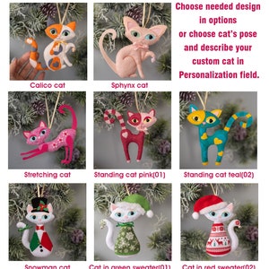 Cat ornament Custom cat ornament Personalized Pet Ornaments Felt cat plush gift Pet from photo Stocking stuffer gift Christmas ornaments image 4