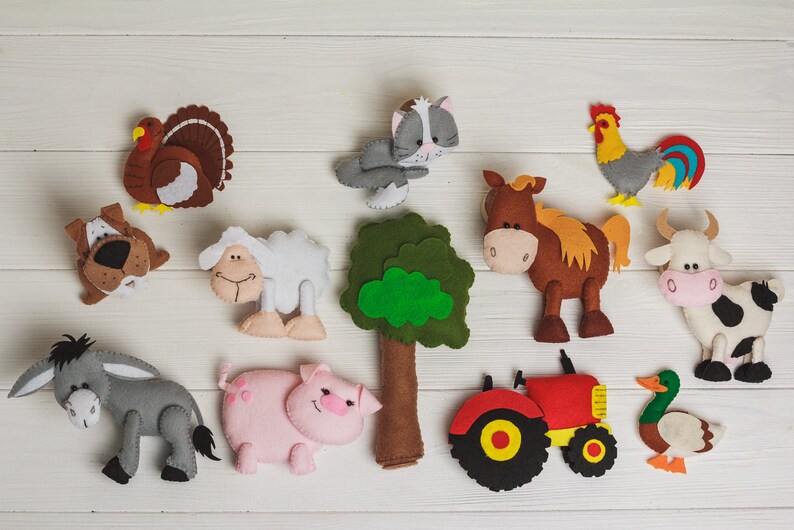 Felt Farm Animals Set Christmas Ornaments Barn Horse Pig Cow Etsy