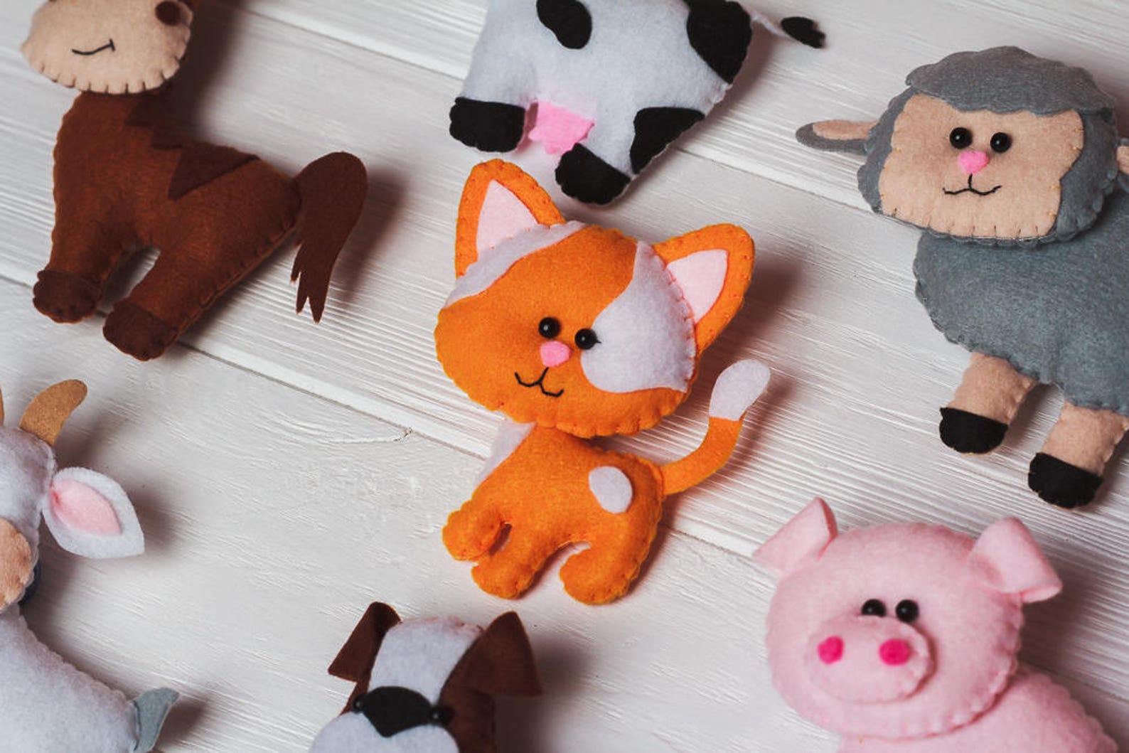 Farm Animals Christmas Ornaments Felt Kids Toys Horse Pig Cow Etsy