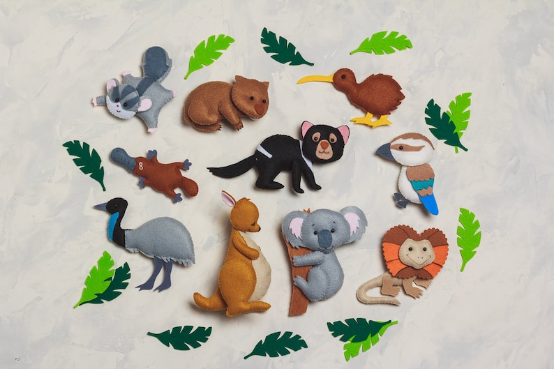 Felt Australian Animals Christmas Ornaments Kids Learning Toys Etsy