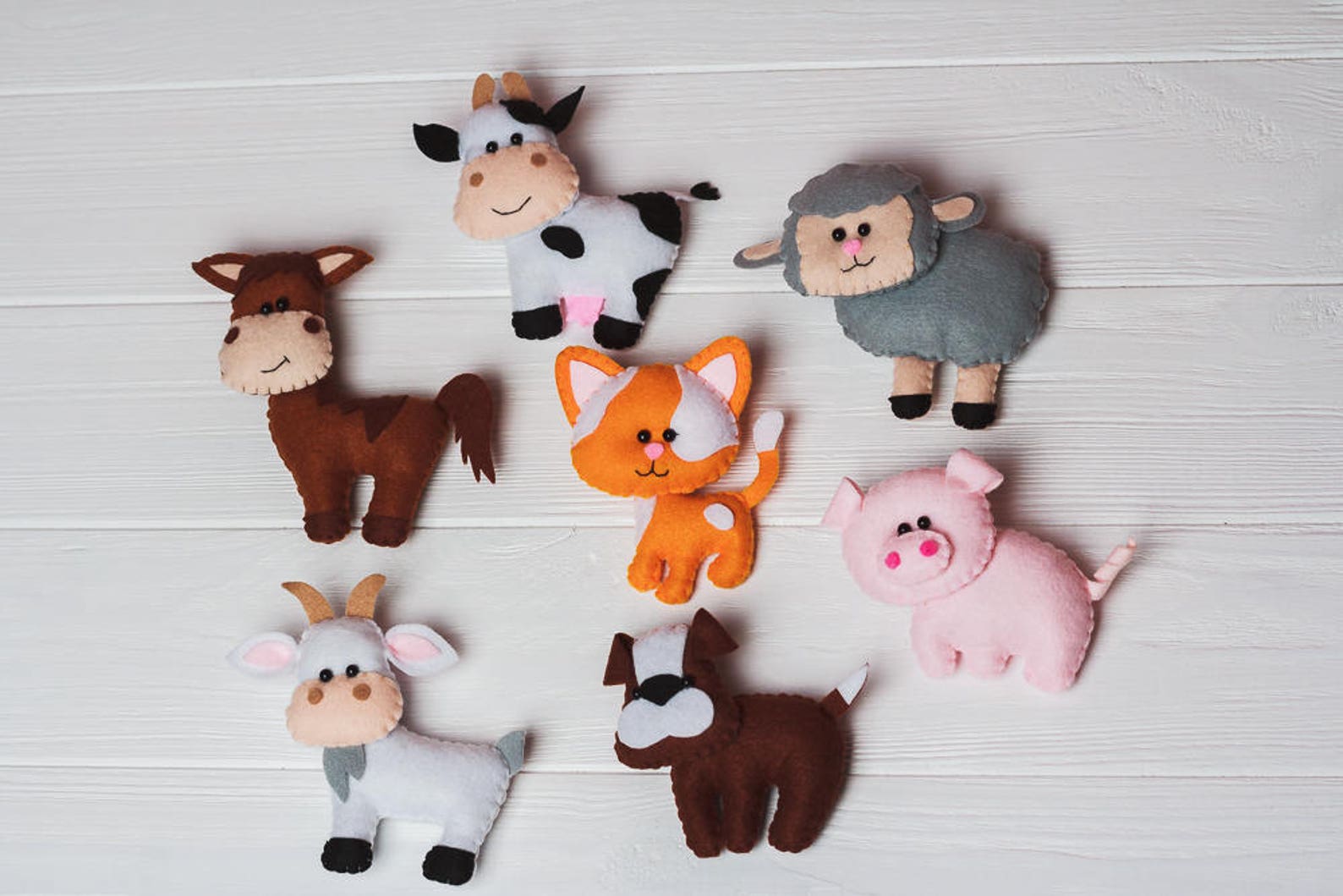 Farm Animals Christmas Ornaments Felt Kids Toys Horse Pig Cow Etsy