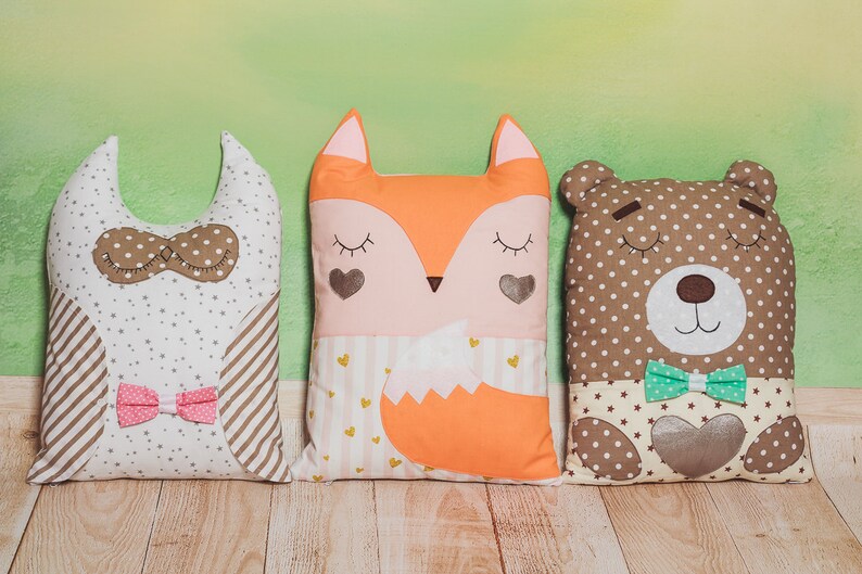 Animal Shaped Pillow Baby Crib Bumper Pillows Fox Nursery Etsy