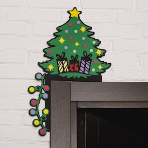 Door corner decor Christmas Holiday Door Trim Corners Christmas tree decor Large Door topper Above door decor