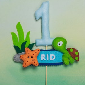 Oneder the sea Cake Topper ocean Personalized birthday decor Shark Crab Age number oFISHally party decor Fish Whale Octopus One Cake Topper