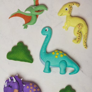 Dinosaur Christmas ornament Felt Personalized ornament toy Dino play set Felt kids toys Nursery decor T-Rex toddler Baby First birthday gift image 8