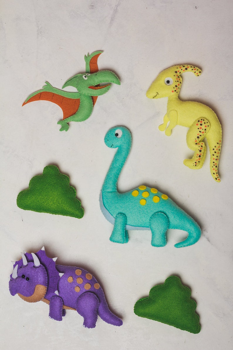 Dinosaur Christmas ornament Felt Personalized ornament toy Dino play set Felt kids toys Nursery decor T-Rex toddler Baby First birthday gift image 8