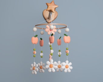 Daisy mobile Felt flower mobile for crib Daisy nursery Baby mobile Baby shower gift for newborn Hanging felt minimalist baby mobile