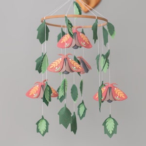 Butterfly mobile Lunar moth mobile for crib Woodland baby nursery mobile Baby shower gift for newborn Hanging felt minimalist baby mobile