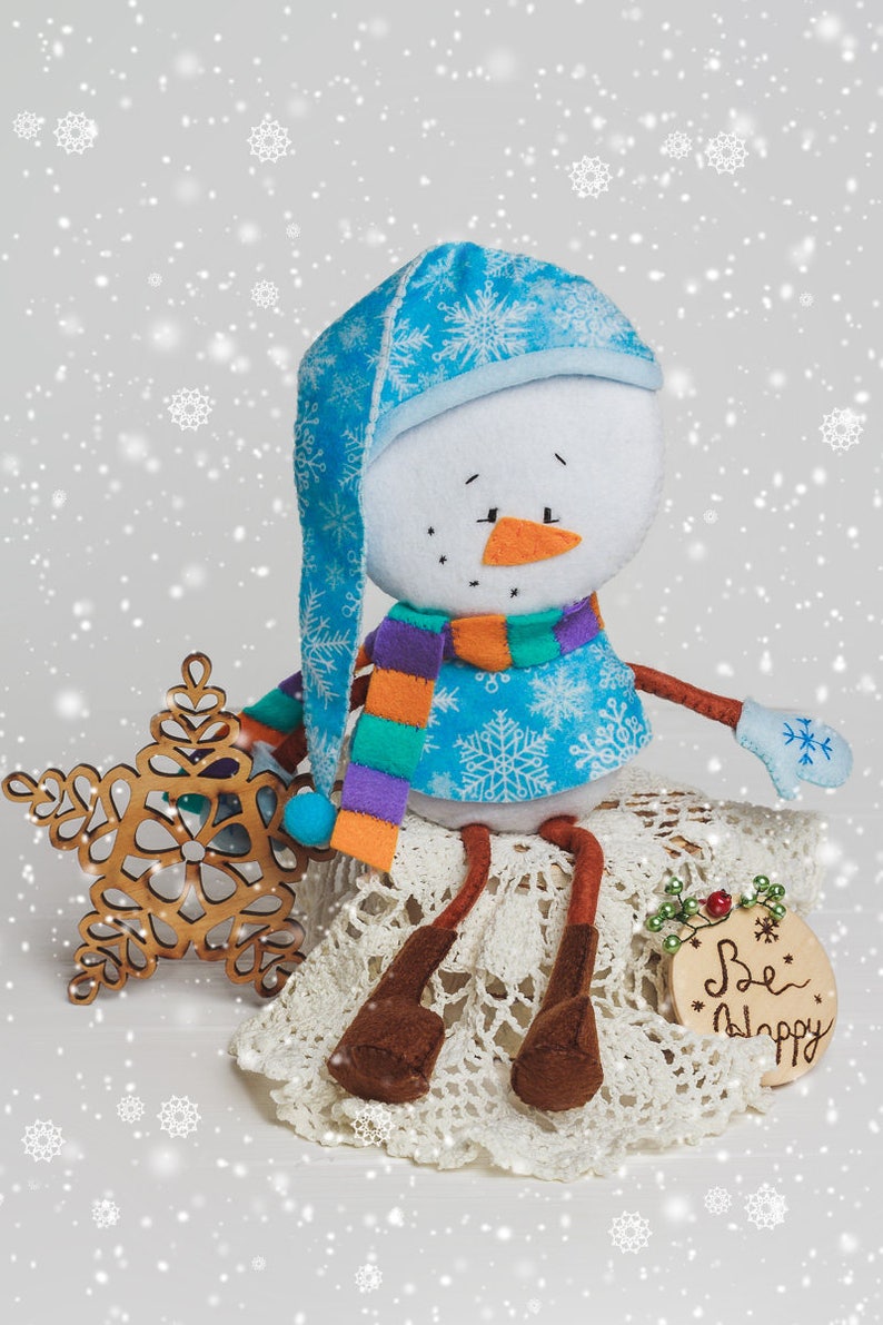 Christmas ornaments PDF felt pattern Snowman Easy Sewing Nursery decor Party Pdf sewing patterns tutorial Baby christmas toy doll pattern