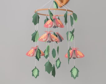 Lunar Moth Baby Mobile: Felt Woodland Nursery Decor