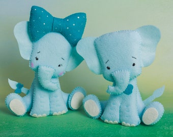 Peluches éléphant, décoration de fête dans la jungle, cadeaux d'anniversaire pour l'arche de Noé, décoration de chambre d'enfant en feutre, cadeau de shower de bébé pour jumeaux