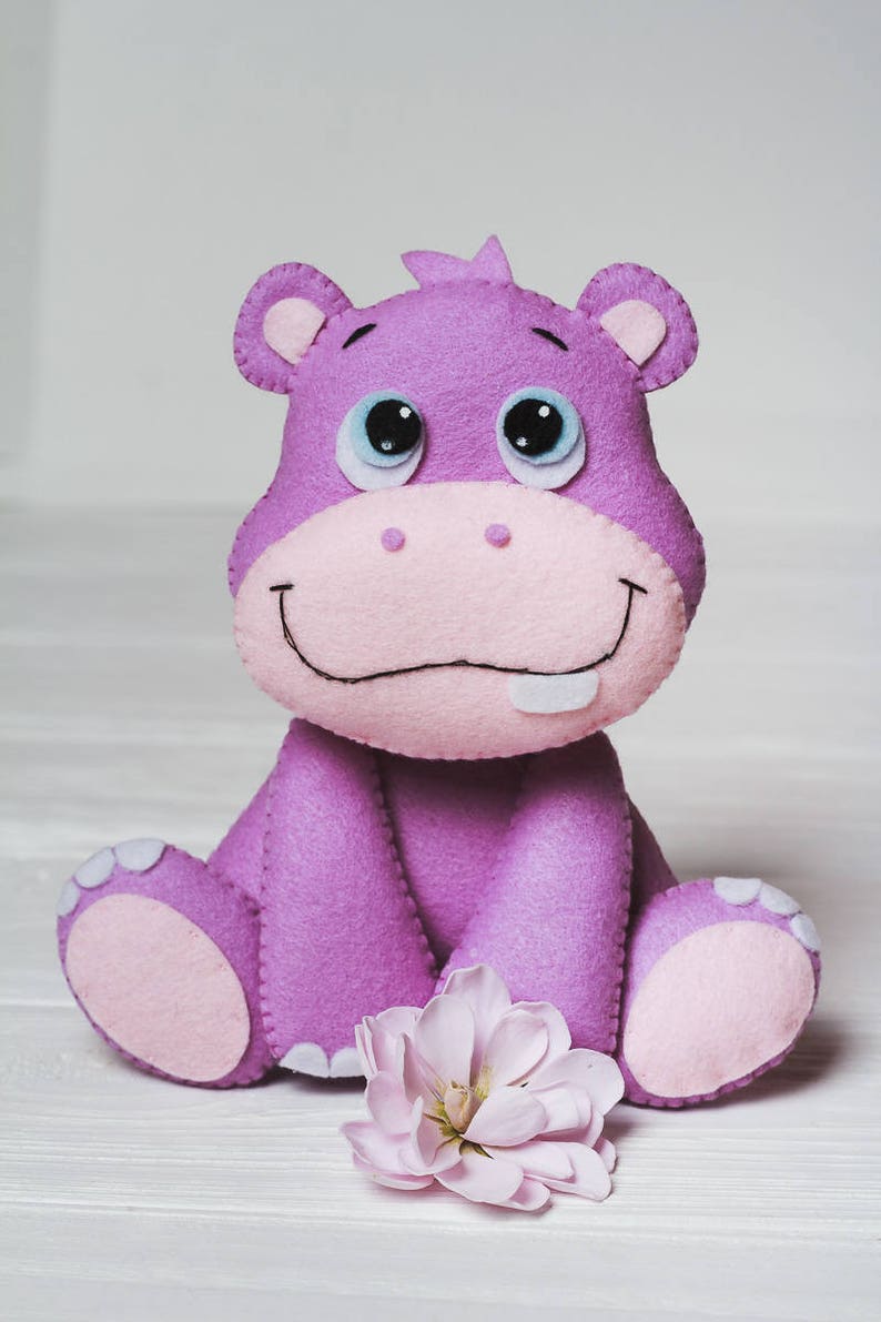 pdf felt hippo pattern stuffed animal easy sewing nursery etsy