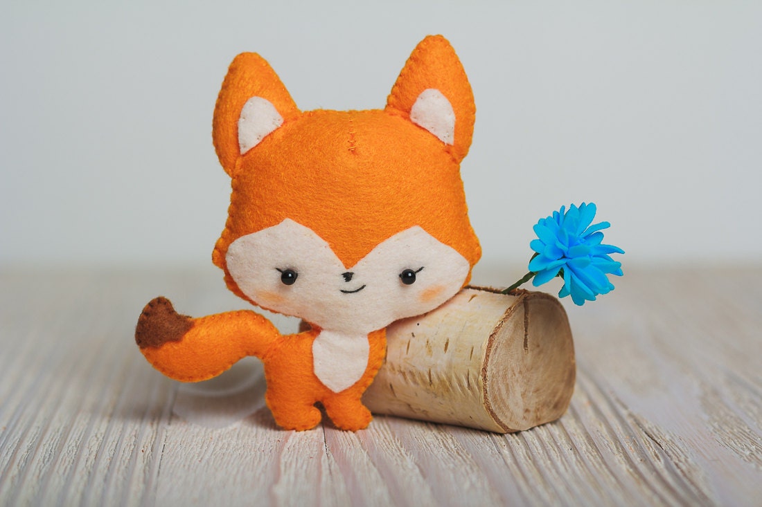 Felt fox toy Woodland stuffed animals Baby ornament Nursery Etsy