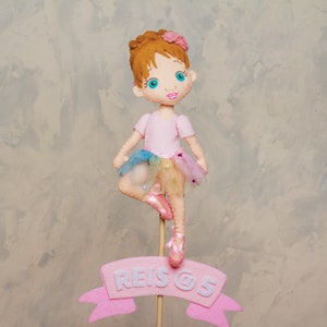 Décoration de gâteau ballerine en feutre pour fille, poupée en feutre pour décoration de chambre d'enfant, cadeau de shower de bébé, jouets suspendus, aimants pour enfants, gâteau d'anniversaire image 1