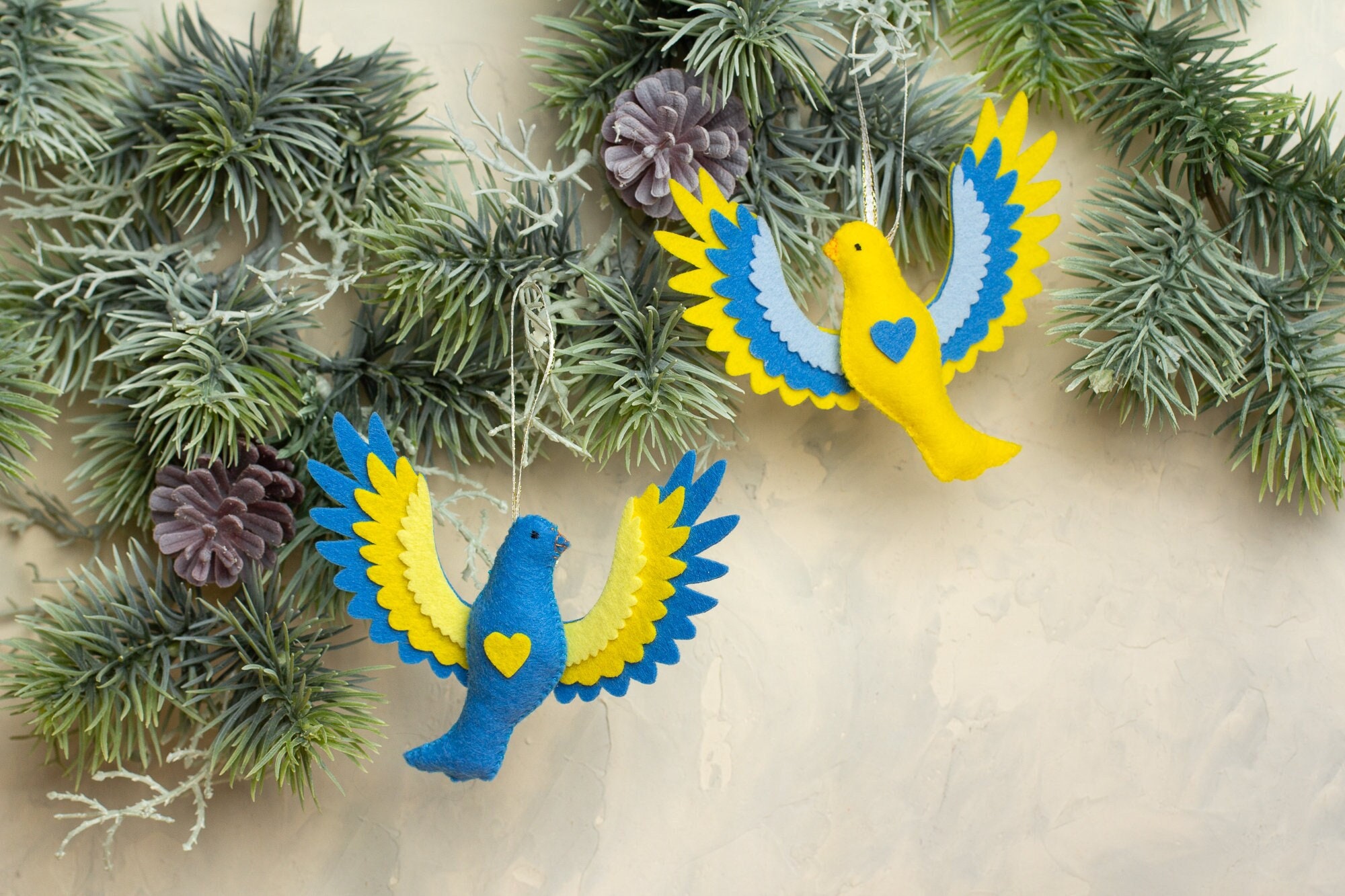 Ukraine Sellers Christmas Ornaments Set of 2 Felt Bird - Etsy
