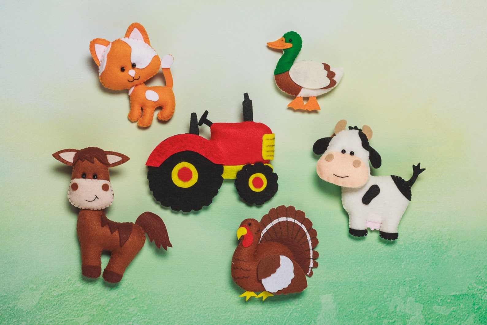 Farm Animals Christmas Ornaments Felt Kids Toys Horse Pig Cow Etsy