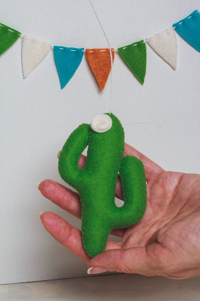 Llama ornament Christmas felt animal ornaments Stuffed Alpaca Mountains decoration Cactus Cacti tree decor Baby nursery decor Hanging toys image 5