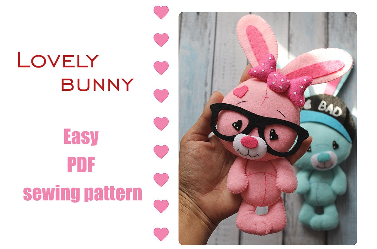 Bunny Pattern Easter Ornaments PDF Felt Pattern Rabbit Easy Sewing ...