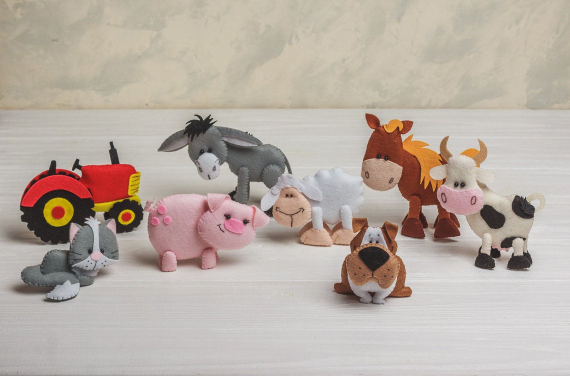 Farm animals nursery decor Christmas gift Felt toys Plush Etsy