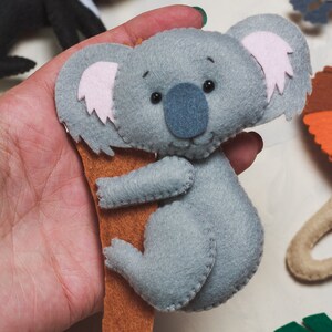 Felt australian animals Christmas ornaments Kids learning toys Magnets for toddlers First birthday gift for baby Emu Kangaroo Koala play set image 6