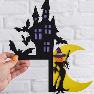 Felt Halloween Door Corner Decor: Witch, Moon, Bats