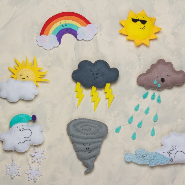 Felt weather play set Fridge Magnets for kids Preschool Learning educational game Montessori developing toys 1st Birthday Gift for kids