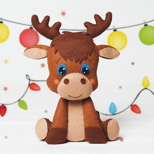 Personalized Christmas ornament Felt Deer ornament reindeer Woodland animal Nursery decor 1st baby Xmas Gift for kids Forest plush deer toy