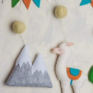 Llama ornament Christmas felt animal ornaments Stuffed Alpaca Mountains decoration Cactus Cacti tree decor Baby nursery decor Hanging toys image 7