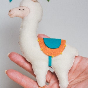 Llama ornament Christmas felt animal ornaments Stuffed Alpaca Mountains decoration Cactus Cacti tree decor Baby nursery decor Hanging toys image 2